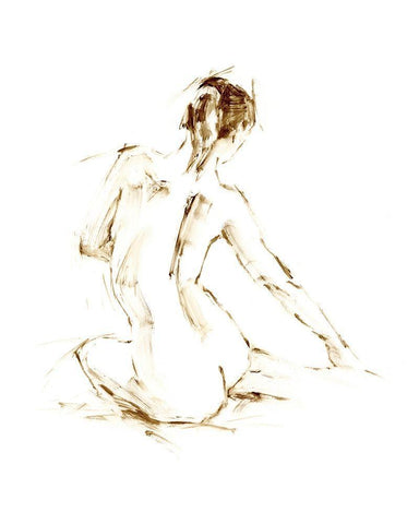 Drybrush Figure Study I White Modern Wood Framed Art Print with Double Matting by Harper, Ethan