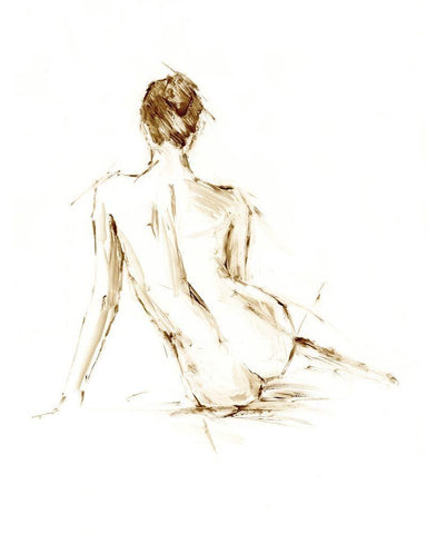 Drybrush Figure Study II White Modern Wood Framed Art Print with Double Matting by Harper, Ethan