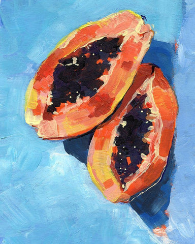 Bold Papaya I White Modern Wood Framed Art Print with Double Matting by Parker, Jennifer Paxton