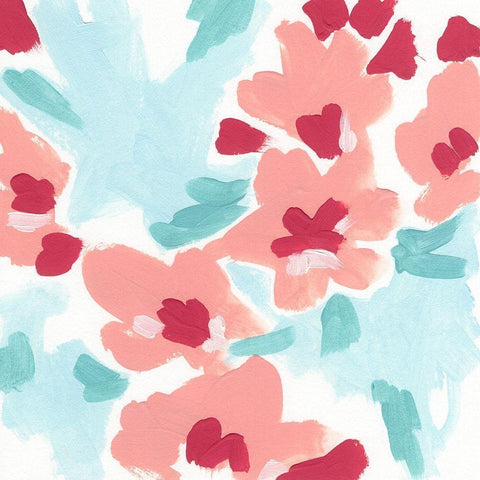 Cherry Blossom Pop II White Modern Wood Framed Art Print by Vess, June Erica