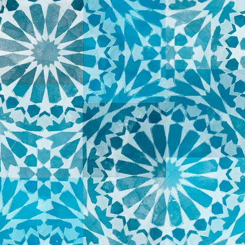 Blue My Mind II White Modern Wood Framed Art Print with Double Matting by Saunders, Alonzo