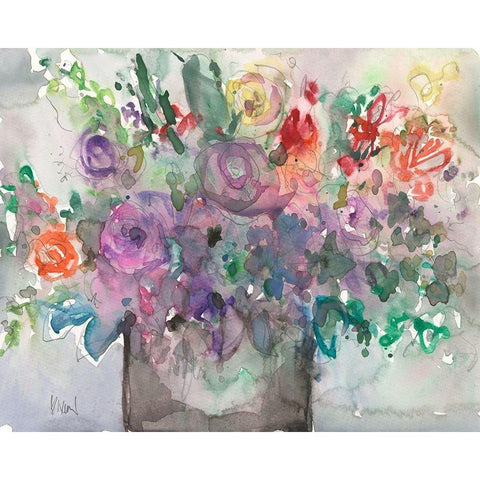 The Mixed Water Garden I Black Modern Wood Framed Art Print by Dixon, Samuel