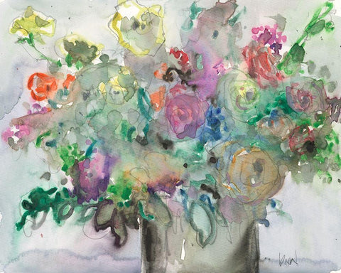 The Mixed Water Garden II White Modern Wood Framed Art Print with Double Matting by Dixon, Samuel