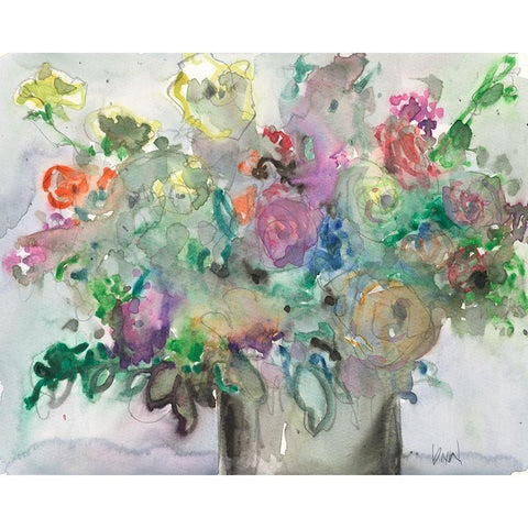 The Mixed Water Garden II White Modern Wood Framed Art Print by Dixon, Samuel