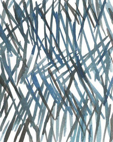 Blue Grass I White Modern Wood Framed Art Print with Double Matting by Dixon, Samuel