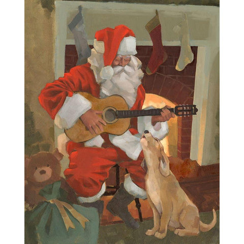 Santa Serenade White Modern Wood Framed Art Print by Green, Jacob
