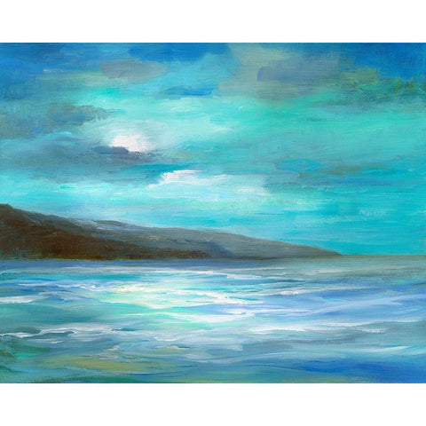 Moon Glow White Modern Wood Framed Art Print by Finch, Sheila