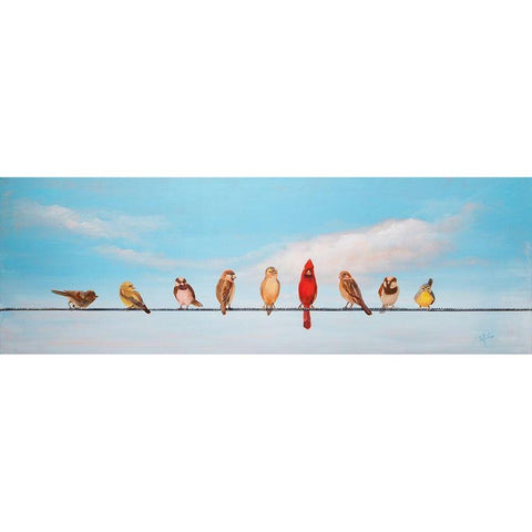 Sweet Birds on a Wire I Gold Ornate Wood Framed Art Print with Double Matting by Iafrate, Sandra