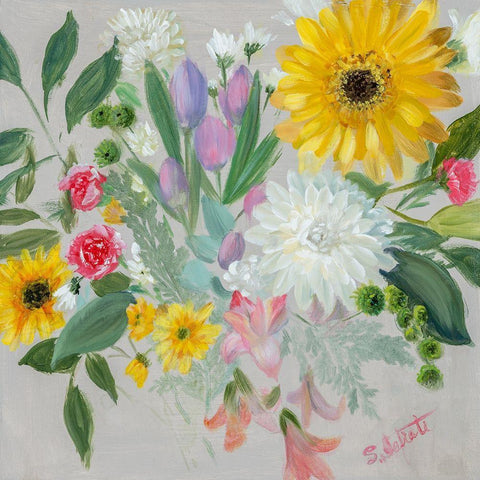 Floral Burst II White Modern Wood Framed Art Print by Iafrate, Sandra