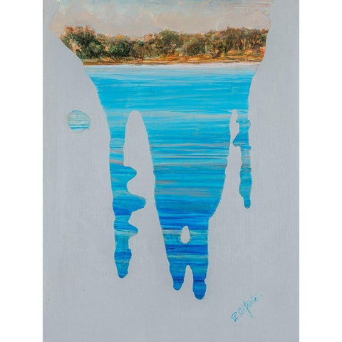 Running Water I Black Modern Wood Framed Art Print by Iafrate, Sandra