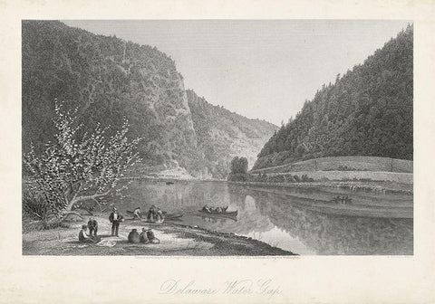 Delaware Water Gap Black Ornate Wood Framed Art Print with Double Matting by Bryant, William Cullen