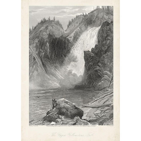 The Upper Yellowstone Falls Gold Ornate Wood Framed Art Print with Double Matting by Bryant, William Cullen