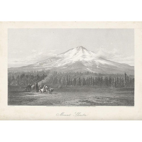 Mount Shasta Gold Ornate Wood Framed Art Print with Double Matting by Bryant, William Cullen