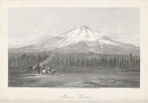 Mount Shasta White Modern Wood Framed Art Print with Double Matting by Bryant, William Cullen