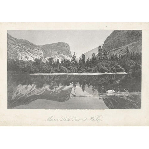 Mirror Lake-Yosemite Valley Black Modern Wood Framed Art Print with Double Matting by Bryant, William Cullen