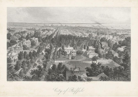 City of Buffalo Black Ornate Wood Framed Art Print with Double Matting by Bryant, William Cullen