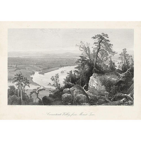 Connecticut Valley from Mount Tom Gold Ornate Wood Framed Art Print with Double Matting by Bryant, William Cullen