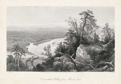 Connecticut Valley from Mount Tom White Modern Wood Framed Art Print with Double Matting by Bryant, William Cullen