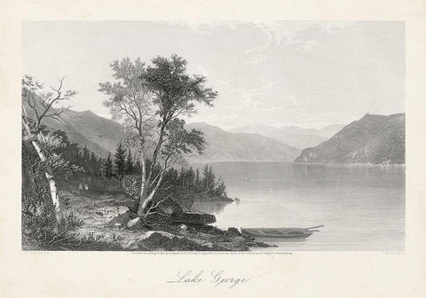 Lake George Black Ornate Wood Framed Art Print with Double Matting by Bryant, William Cullen