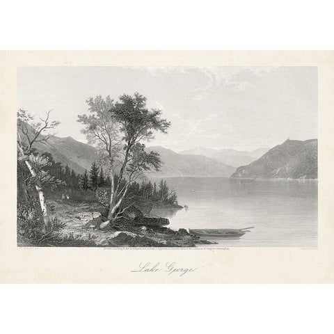 Lake George Black Modern Wood Framed Art Print with Double Matting by Bryant, William Cullen