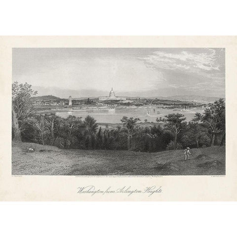 Washington from Arlington Heights Gold Ornate Wood Framed Art Print with Double Matting by Bryant, William Cullen