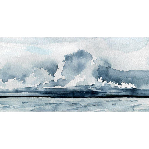 Passing Rain Storm II Black Modern Wood Framed Art Print with Double Matting by Caroline, Emma
