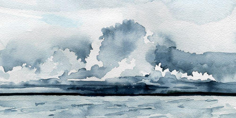 Passing Rain Storm II White Modern Wood Framed Art Print with Double Matting by Caroline, Emma