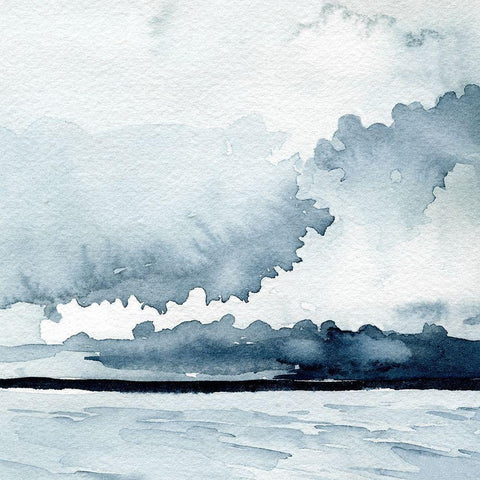 Passing Rain Storm IV White Modern Wood Framed Art Print with Double Matting by Caroline, Emma