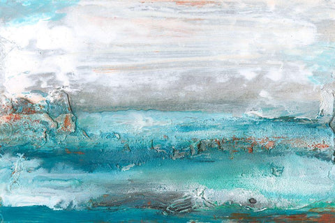 Aqua Sea I Black Ornate Wood Framed Art Print with Double Matting by Bramma, Lila