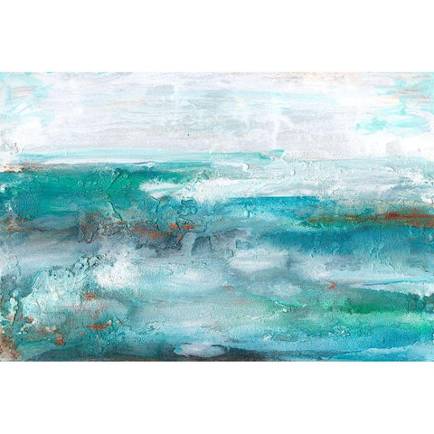 Aqua Sea II Black Modern Wood Framed Art Print with Double Matting by Bramma, Lila