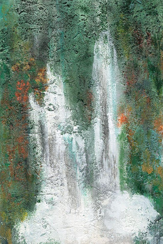 Waterfall in Paradise II Black Ornate Wood Framed Art Print with Double Matting by Bramma, Lila