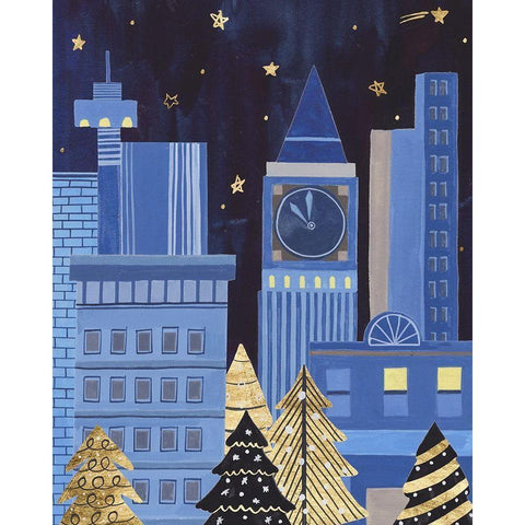 Holiday Night I Gold Ornate Wood Framed Art Print with Double Matting by Wang, Melissa