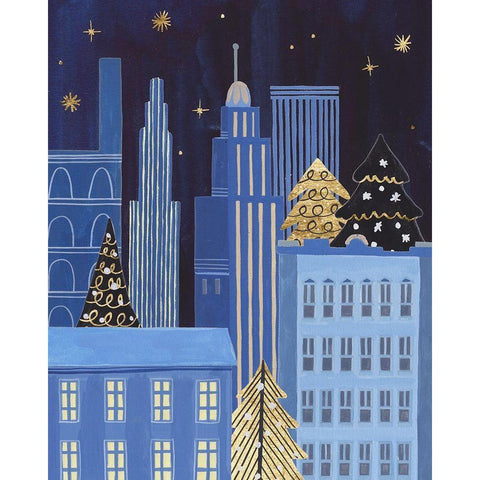 Holiday Night III Black Modern Wood Framed Art Print with Double Matting by Wang, Melissa