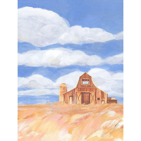 Wheatfield Barn I Black Modern Wood Framed Art Print with Double Matting by Warren, Annie