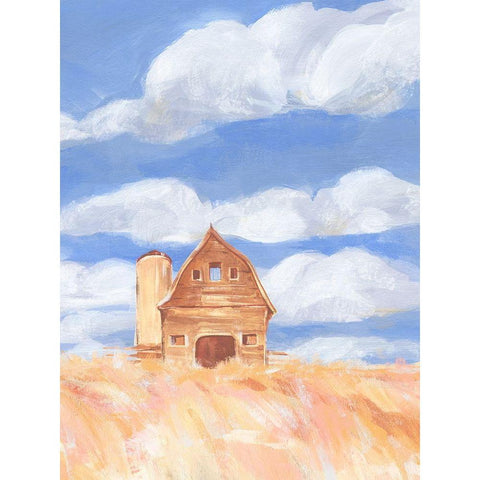 Wheatfield Barn II Black Modern Wood Framed Art Print with Double Matting by Warren, Annie