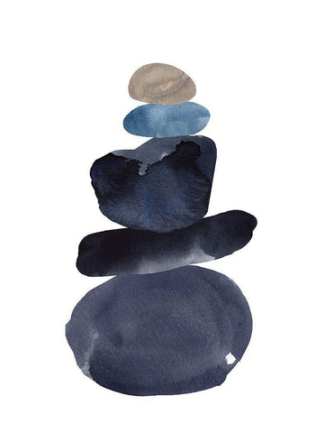 Camp Cairn I White Modern Wood Framed Art Print with Double Matting by Green, Jacob