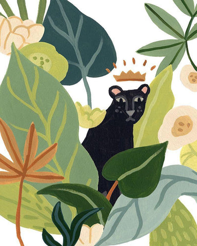 Panther Magic I Black Ornate Wood Framed Art Print with Double Matting by Vess, June Erica