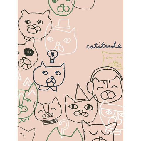 Cattitude I Black Modern Wood Framed Art Print by Vess, June Erica