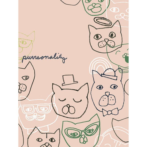 Cattitude II White Modern Wood Framed Art Print by Vess, June Erica