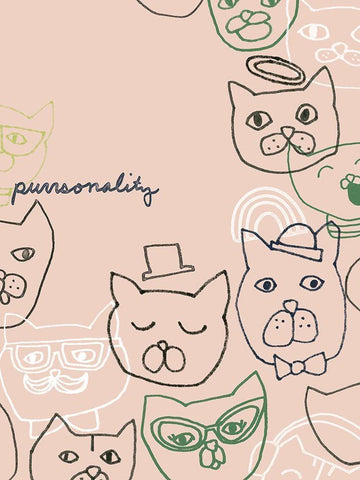 Cattitude II Black Ornate Wood Framed Art Print with Double Matting by Vess, June Erica