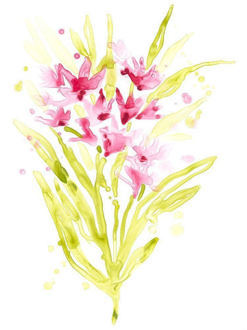 Fuchsia Impulse I White Modern Wood Framed Art Print with Double Matting by Vess, June Erica