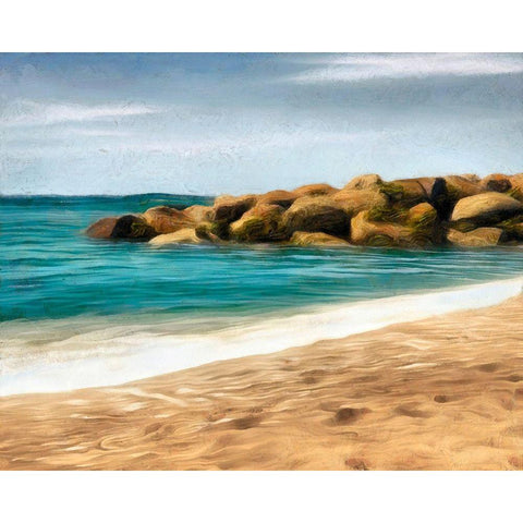 Ocean Rocks I White Modern Wood Framed Art Print by Saunders, Alonzo