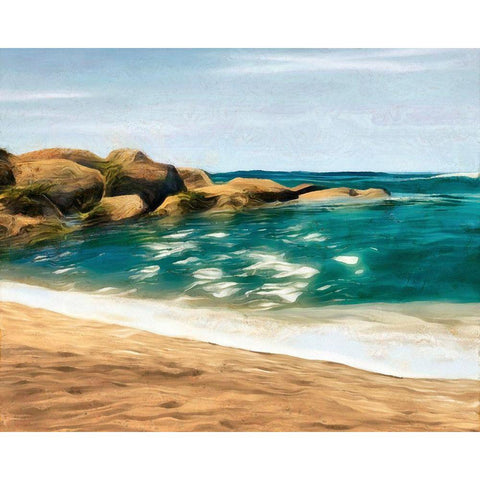 Ocean Rocks II Black Modern Wood Framed Art Print with Double Matting by Saunders, Alonzo
