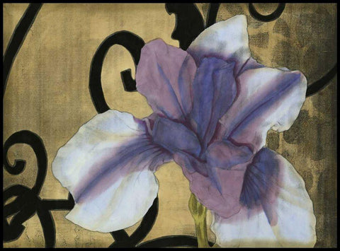 Iris and Scrolls II White Modern Wood Framed Art Print with Double Matting by Goldberger, Jennifer