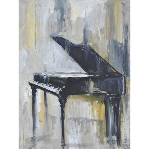 Piano in Gold I Black Modern Wood Framed Art Print with Double Matting by Stevens, Allayn