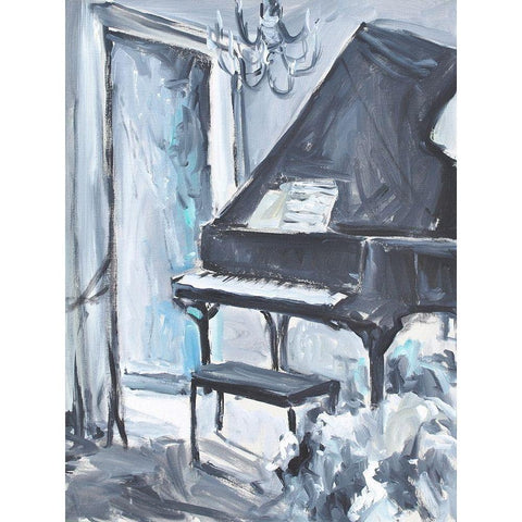 Piano Blues I White Modern Wood Framed Art Print by Stevens, Allayn