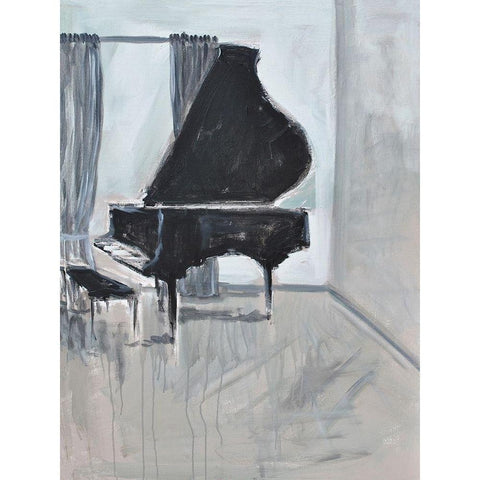 Piano Blues II Black Modern Wood Framed Art Print with Double Matting by Stevens, Allayn