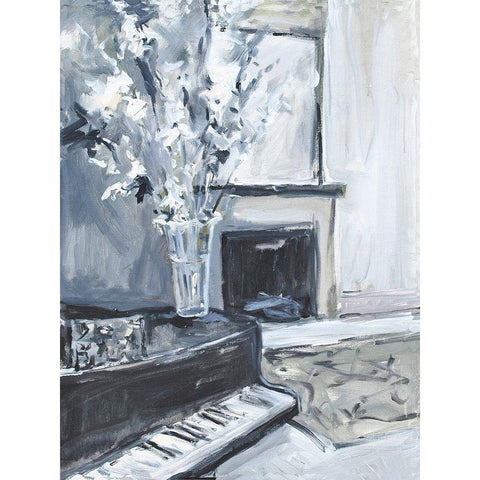 Piano Blues III White Modern Wood Framed Art Print by Stevens, Allayn