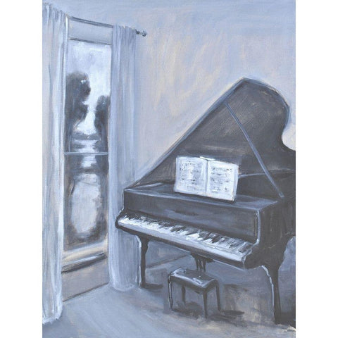 Piano Blues IV Black Modern Wood Framed Art Print with Double Matting by Stevens, Allayn