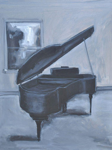 Piano Blues V White Modern Wood Framed Art Print with Double Matting by Stevens, Allayn